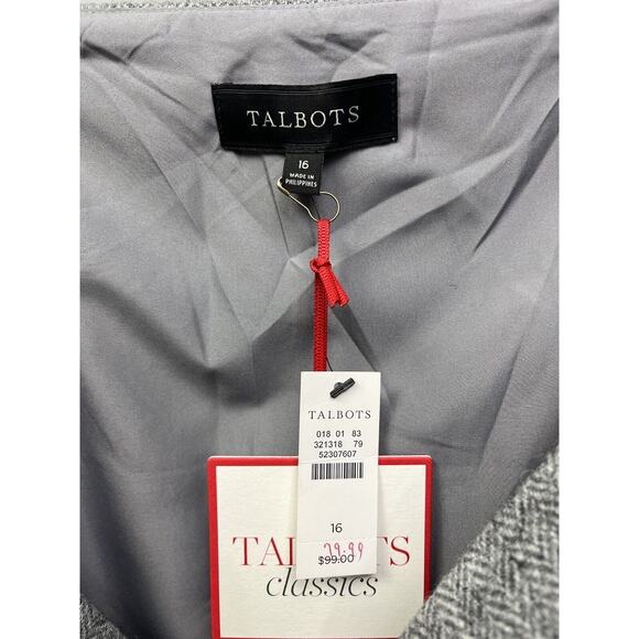Talbots Classics Skirt Womens 16 Wool Tweed Pencil Gray Herringbone Career NEW - Picture 5 of 7